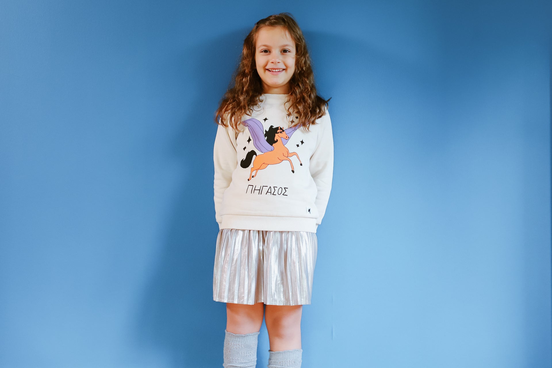 Orange and Purple Pegasus Beige Sweatshirt