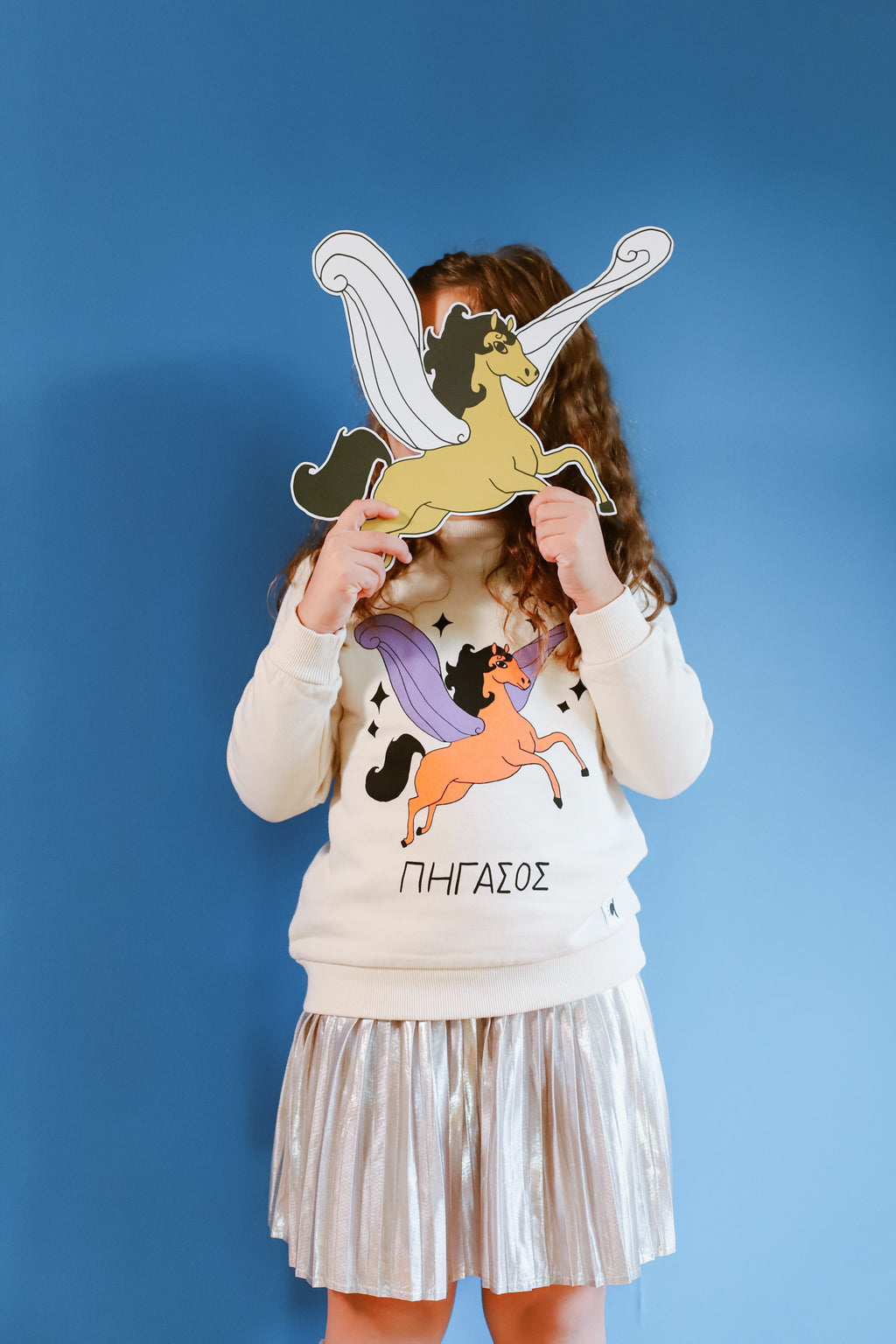 Orange and Purple Pegasus Beige Sweatshirt